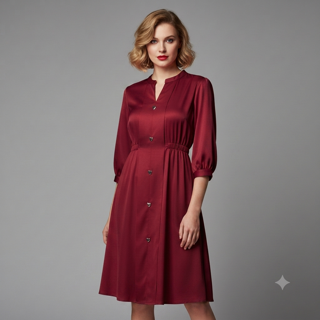 Heart-Accent Smocked Waist Maxi Dress WK-669
