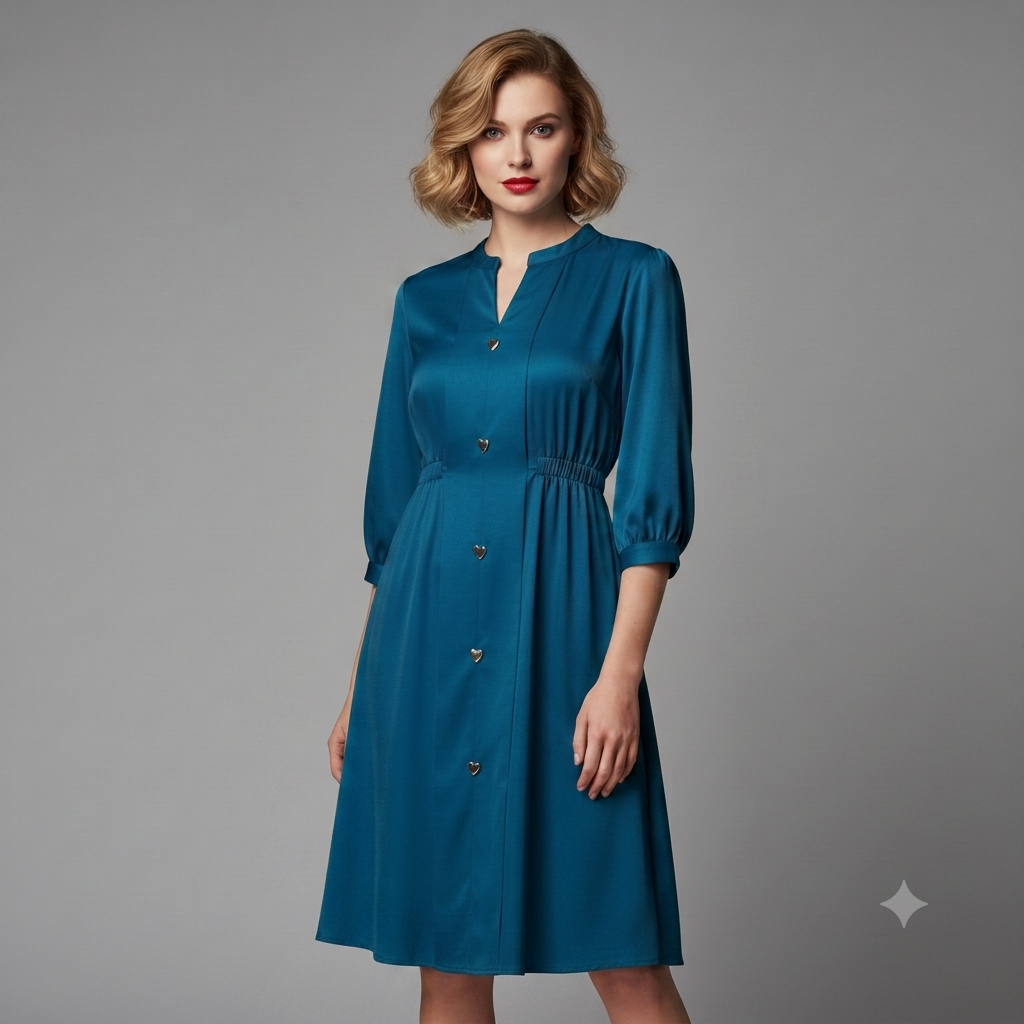 Heart-Accent Smocked Waist Maxi Dress WK-669