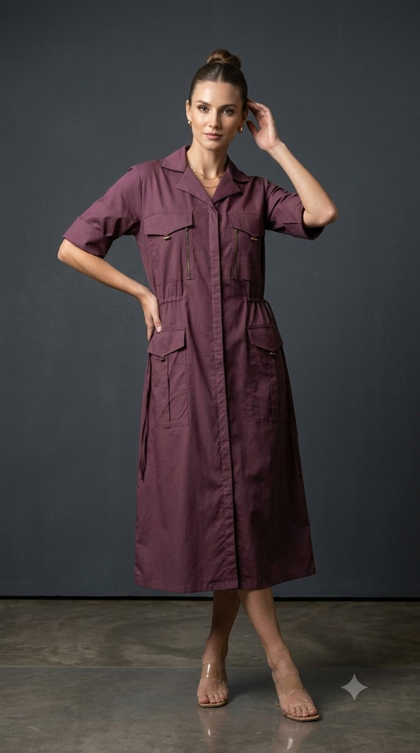 Plum Utility Dress WK-1022