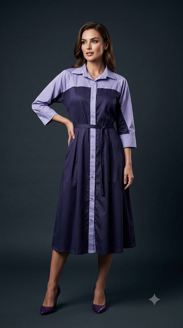 Two-Tone Midi Dress WK-1043
