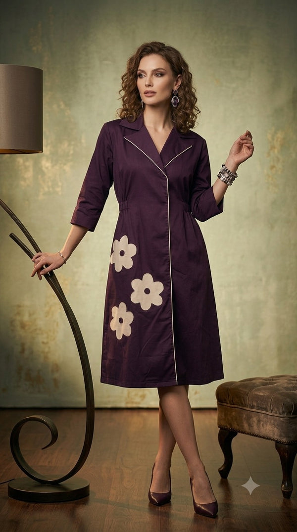 Aria Velvet-Plum Floral Dress WK-531