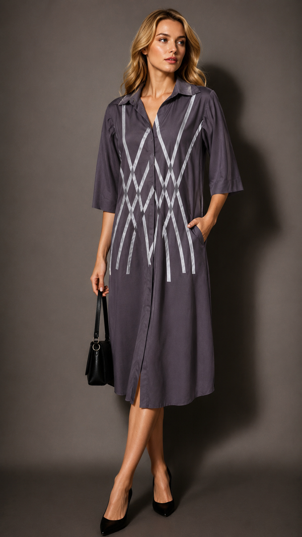Geometric Line Dress WK-986