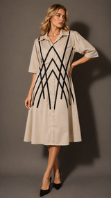 Geometric Line Dress WK-986