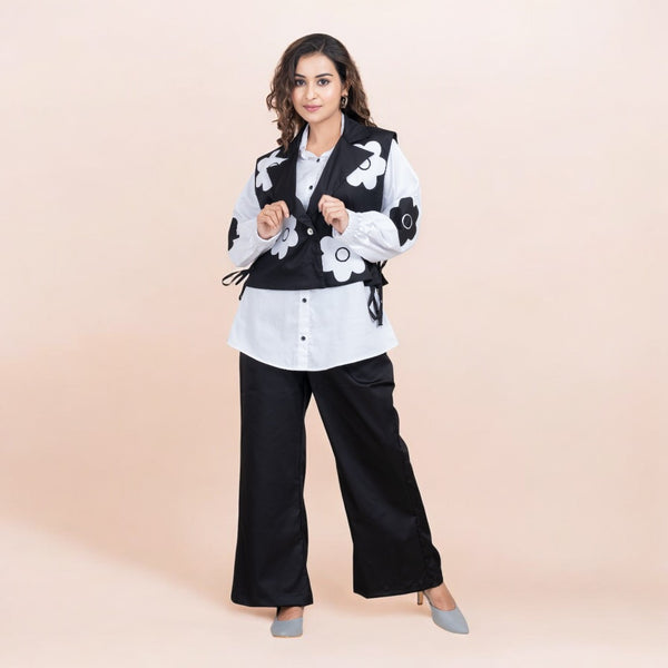 BLACK & WHITE FLOWER CORD SET