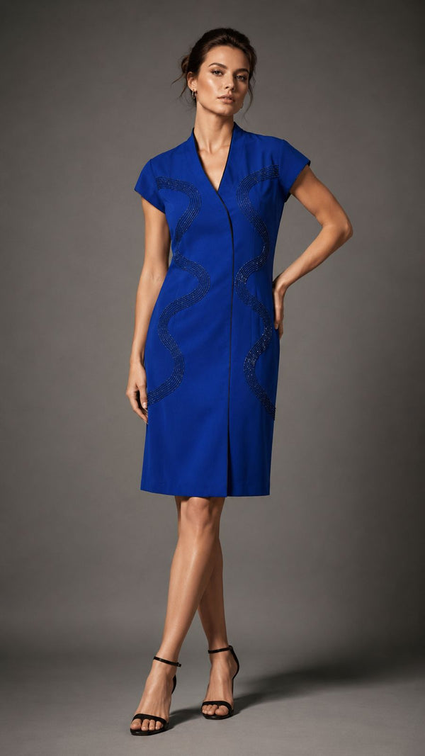 Azure Serpentine Embroidered Dress WK-1025
