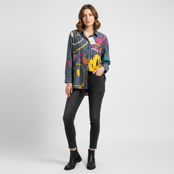 Neon Graffiti Stripe Shirt