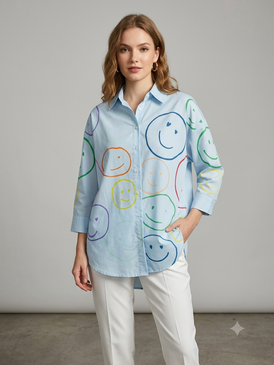 Happy Faces Striped Casual Shirt