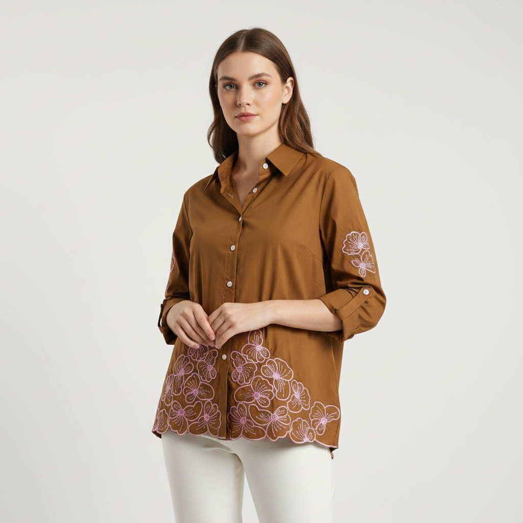 Terra Bloom Embroidered Shirt