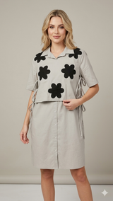 Tuck-Detail Tie-Up Shirt Dress WK-509