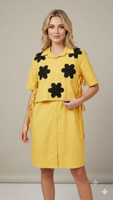 Tuck-Detail Tie-Up Shirt Dress WK-509