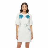 Embellished Floral & Polka Dot Tunic Dress WK-553