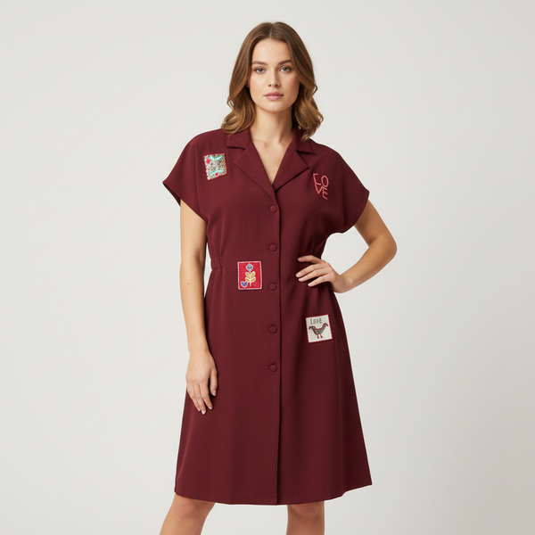 Embroidered Patch Utility Dress WK-559
