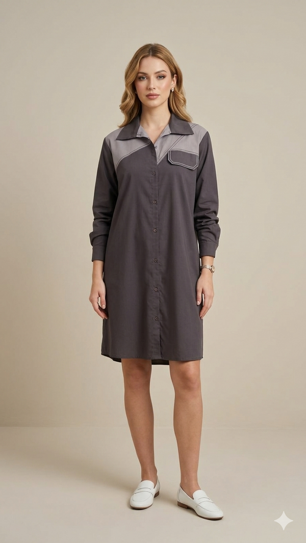 Retro Floral Contrast-Piping  Dress