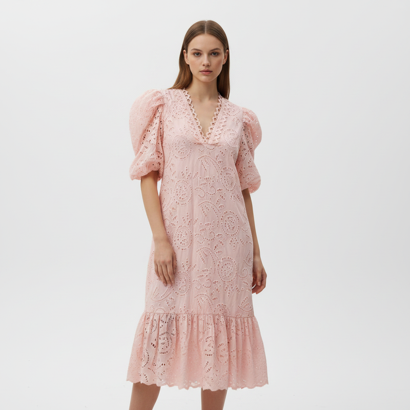 Schiffli Midi Dress