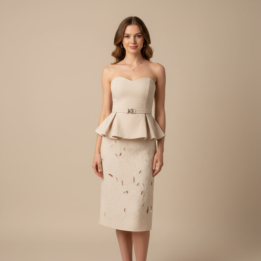Tube Top & Embroidered Skirt Set