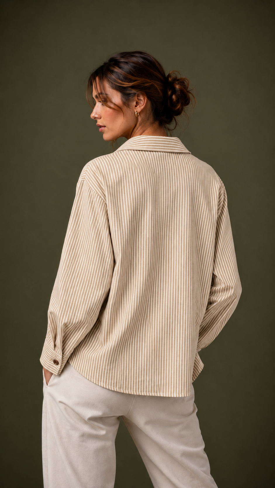 Riviera Crochet Patch Striped Shirt WK-739