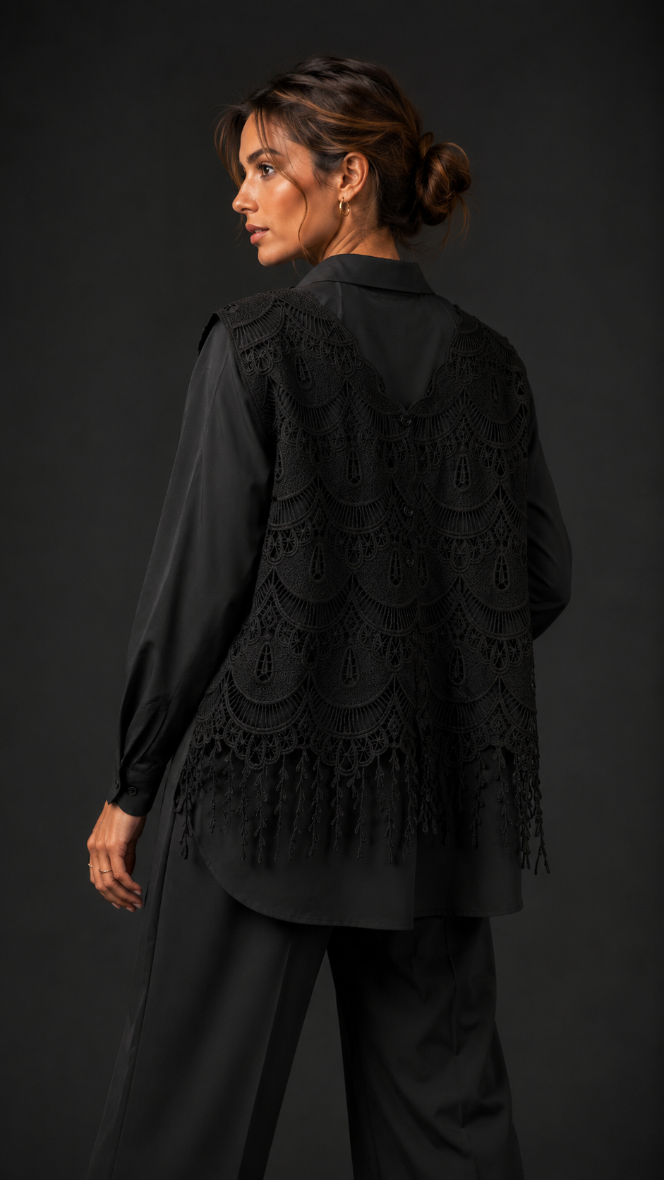 Freya Crochet Vest 2-in-1 Shirt Set WK-748
