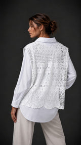 Freya Crochet Vest 2-in-1 Shirt Set WK-748