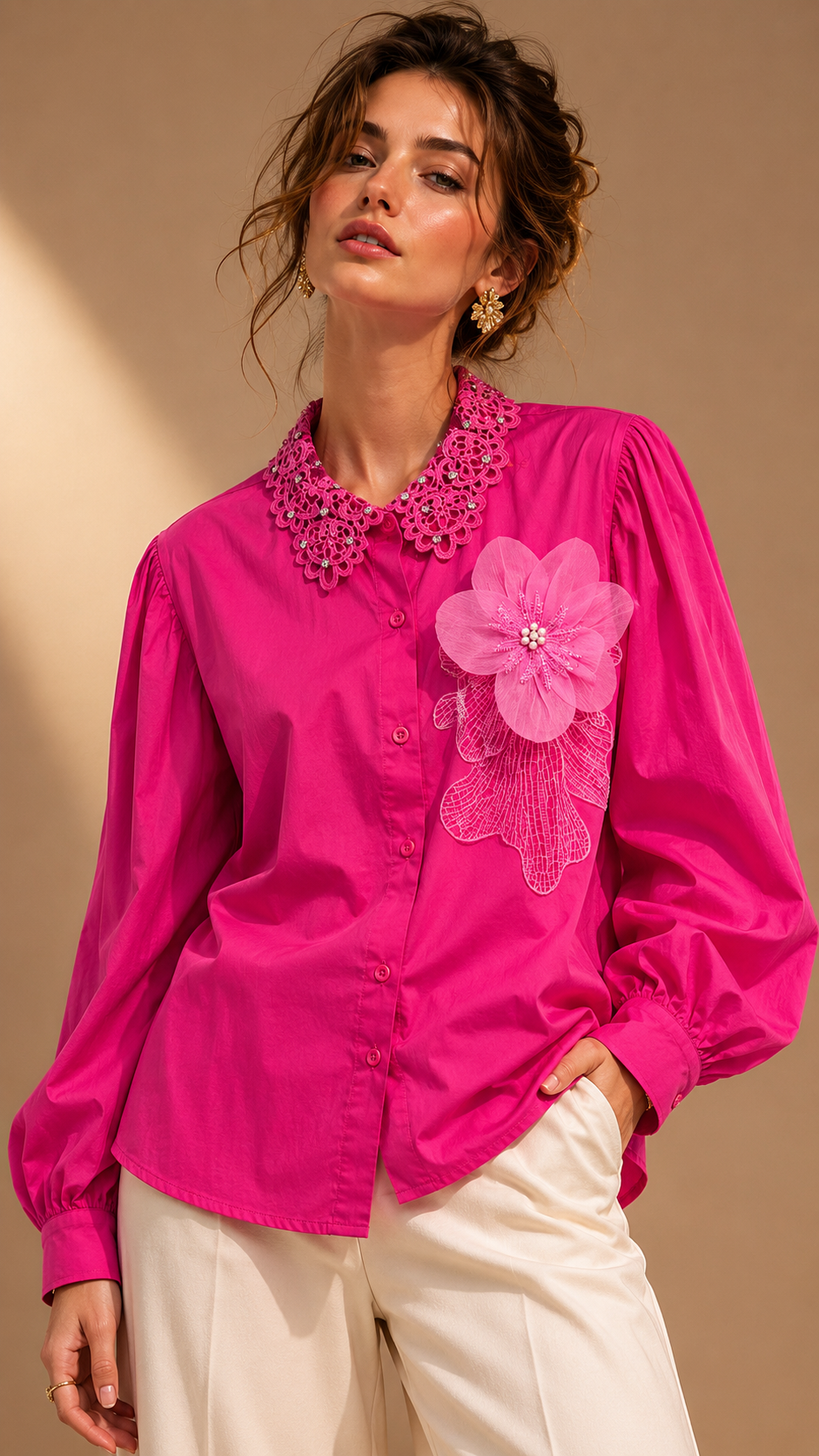 Dahlia Guipure Lace Collar Shirt WK-760