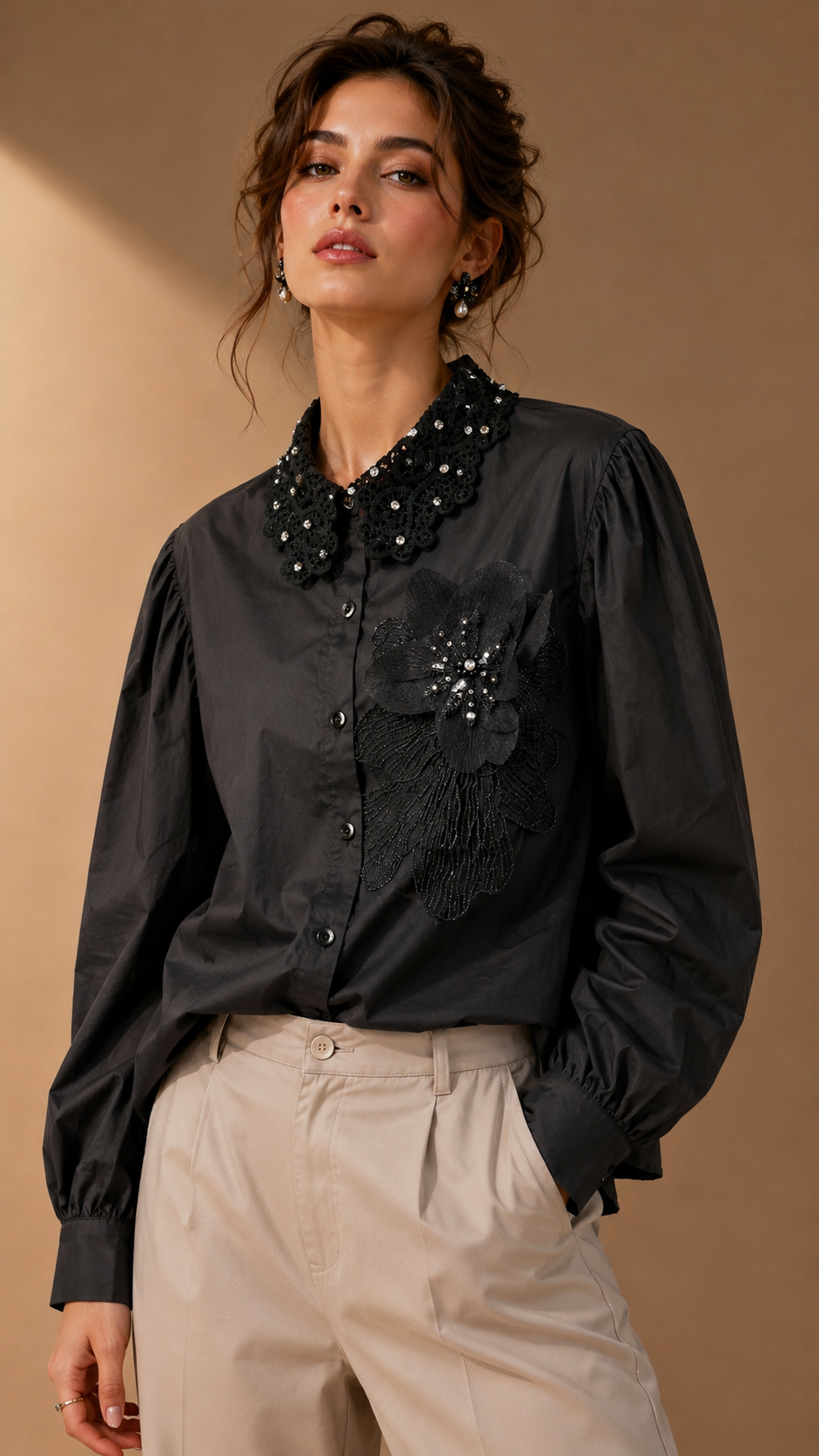 Dahlia Guipure Lace Collar Shirt WK-760