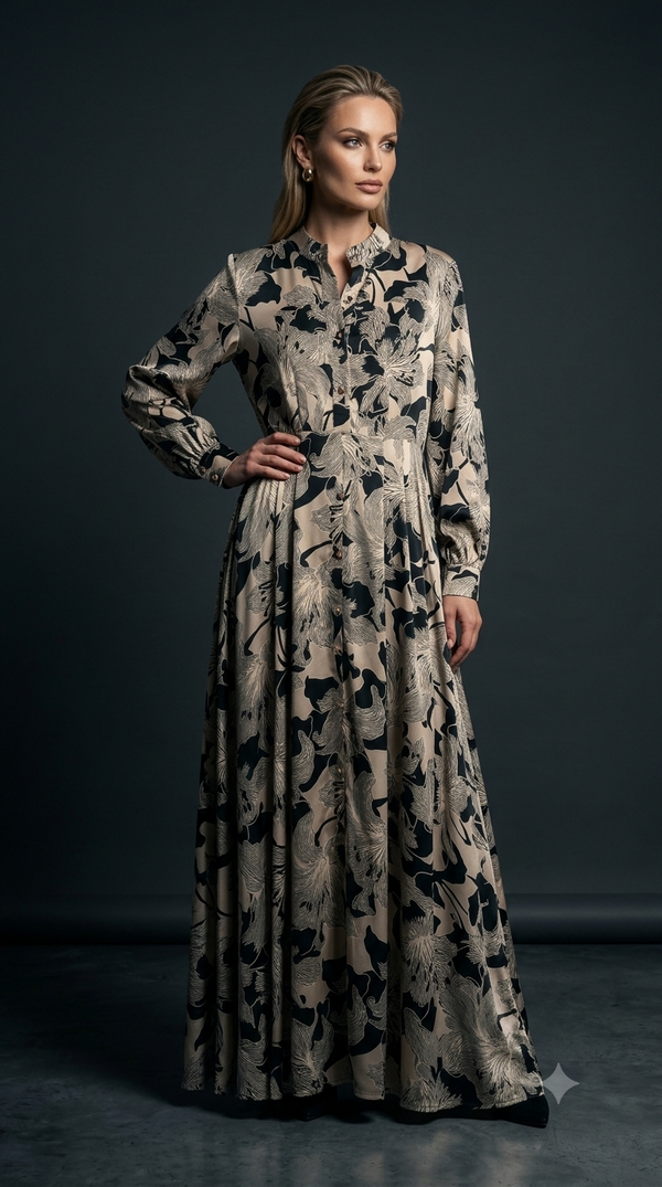 Floral Print Button-Down Maxi Dress