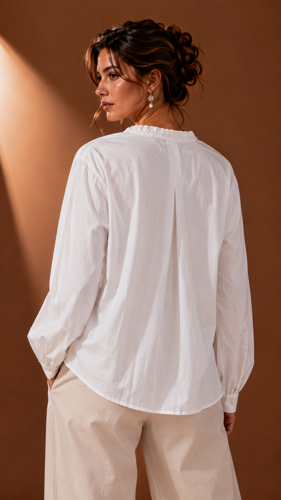 Ruffled Collar Organza Flower Shirt WK-812