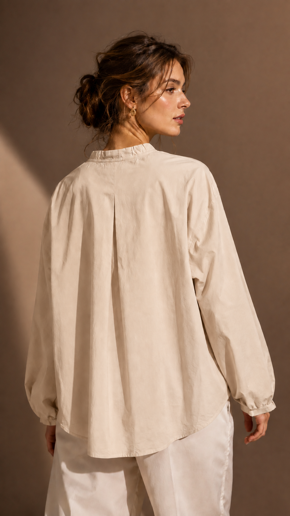 Ruffled Collar Organza Flower Shirt WK-812