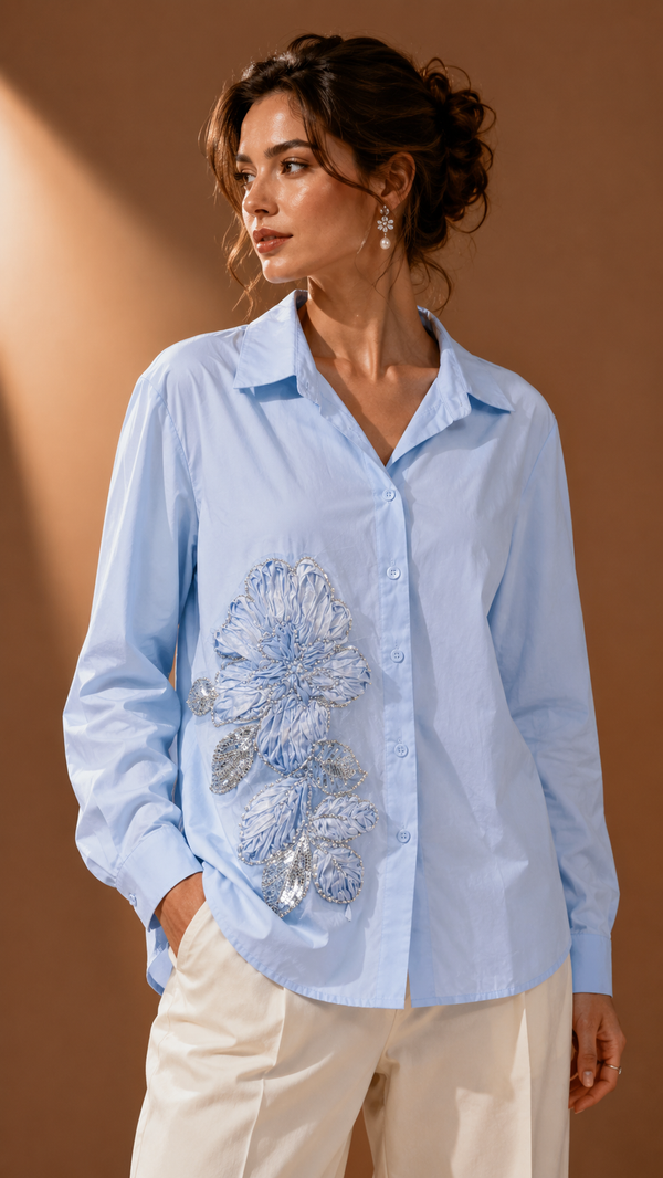 Celeste 3D Floral Applique Shirt
