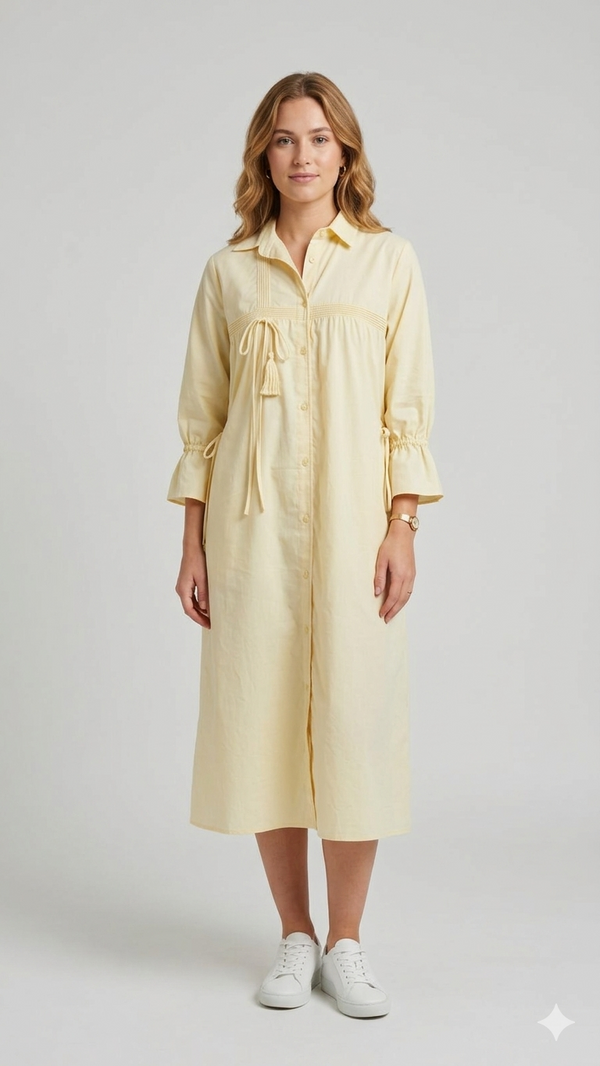 Pinstripe Drawstring Dress