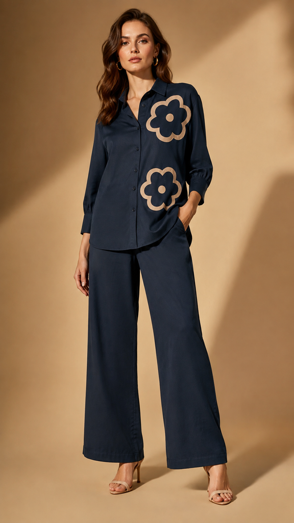 Midnight Bloom Floral Co-ord Set WK-983