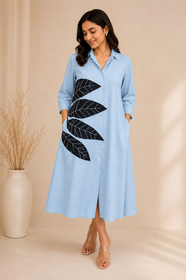 The Midnight Foliage Powder Dress WK-993