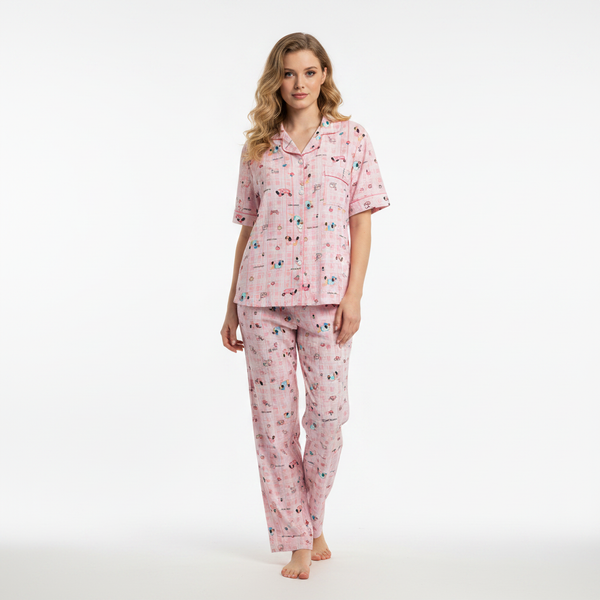 Classic Comfort Checked Pink Nightsuit