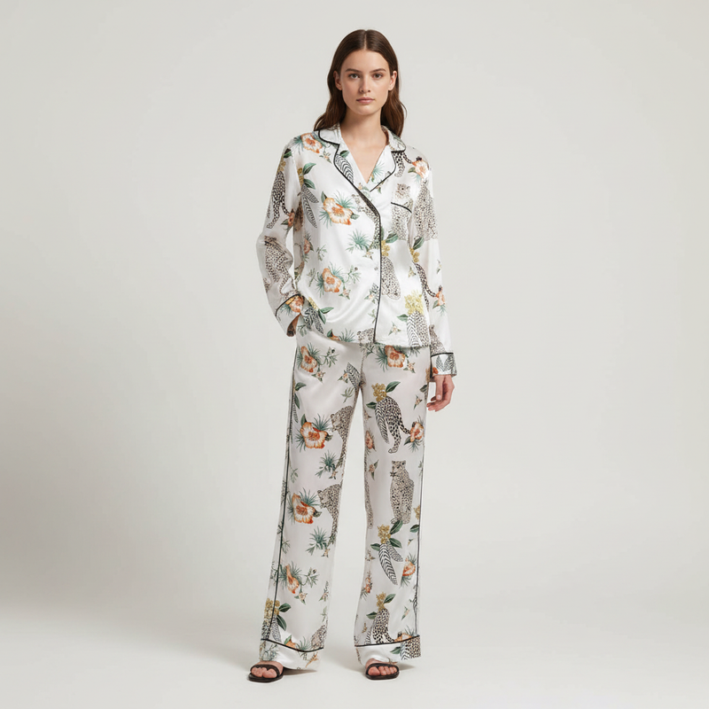Ivory Leopard & Floral Nightsuit