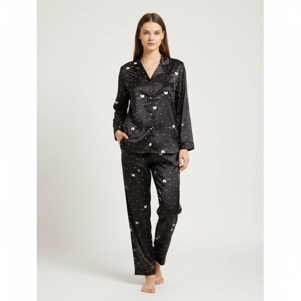 Black & White Polka Heart Nightsuit