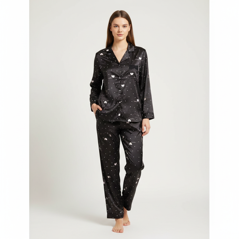 Black & White Polka Heart Nightsuit