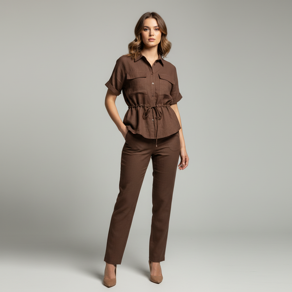 Two-Piece Linen-Look Utility Coord Set
