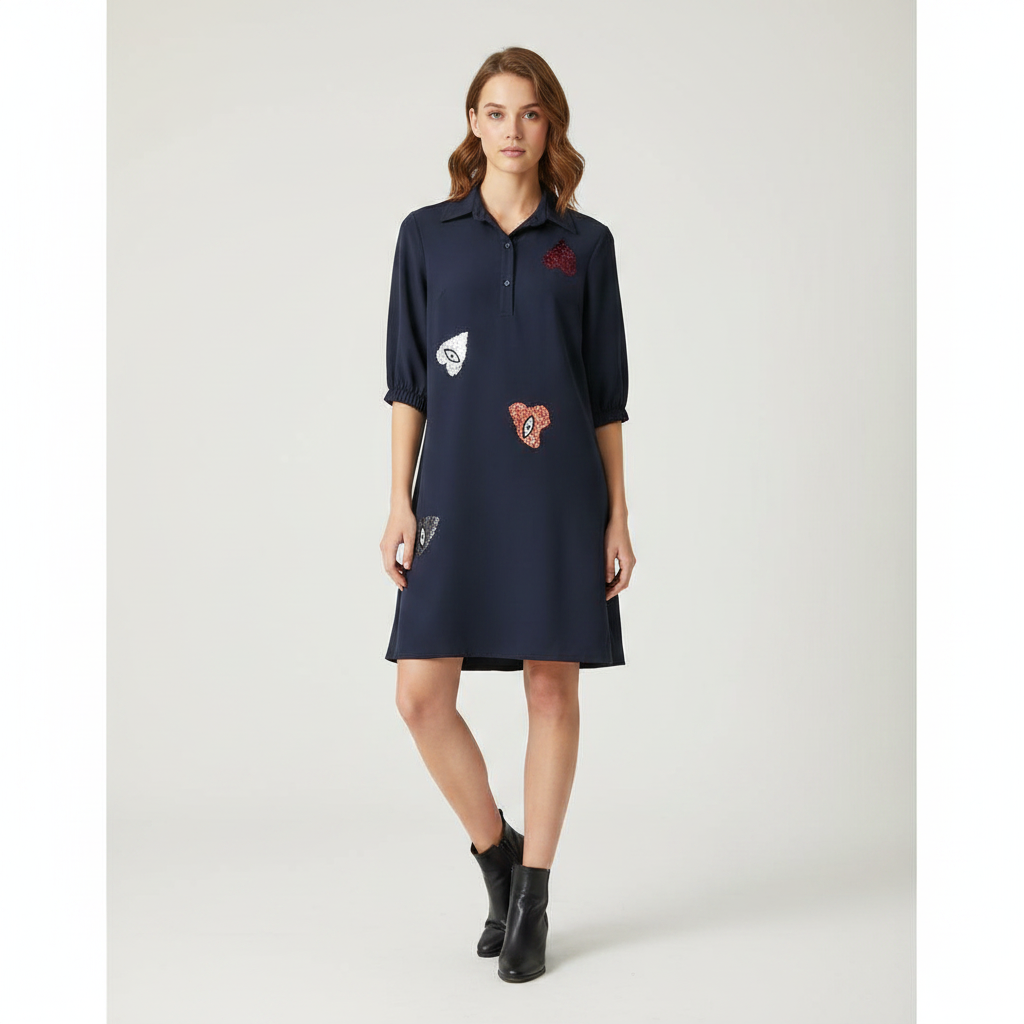 Midnight Bloom Shirt Dress