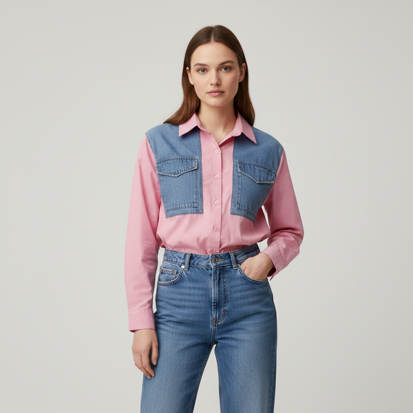Pink Denim Design Shirt