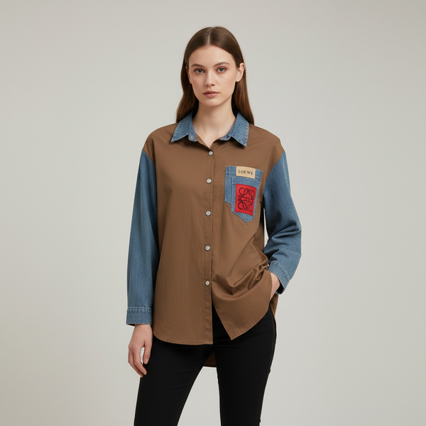 Stylish Denim Brown Shirt