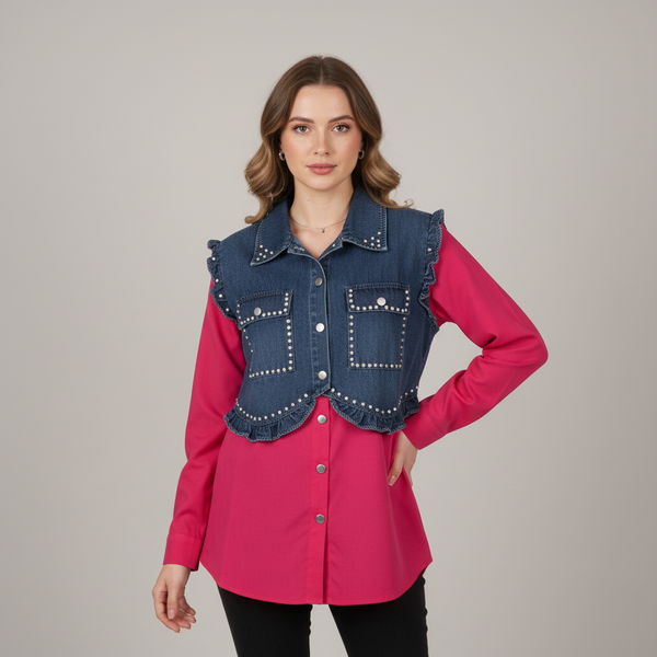 Stylish Pink Denim Shirt