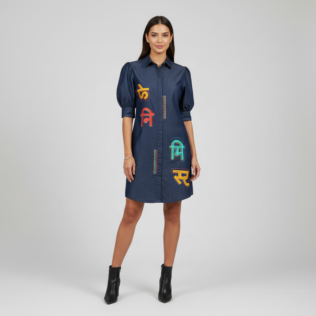 The Indigo Script Denim Dress