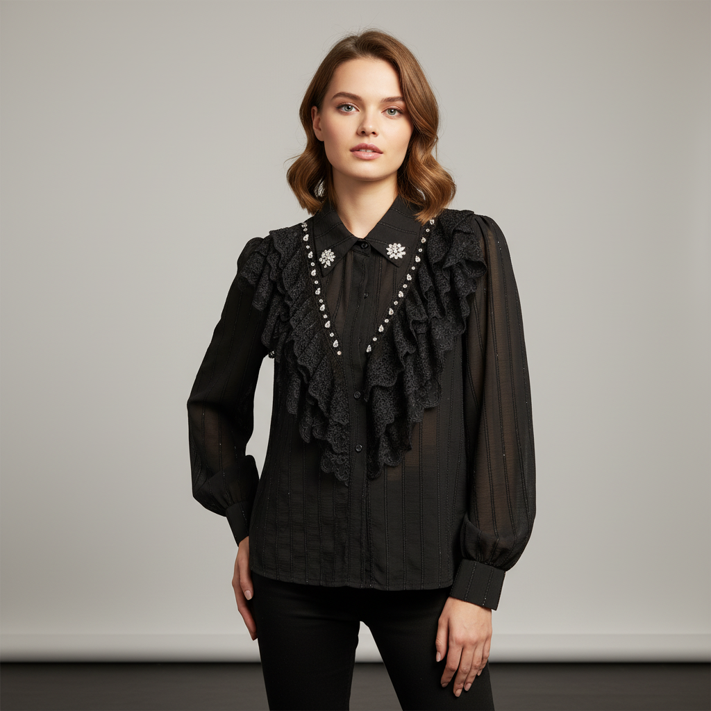 Midnight Ruffle Shirt