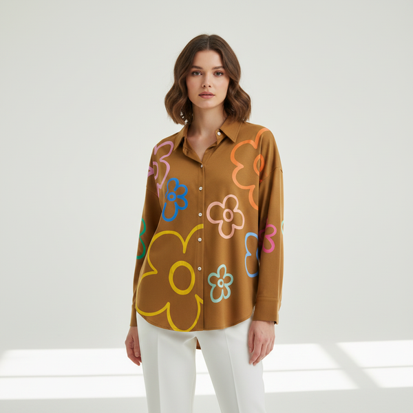 Stylish Brown Flower Shirt