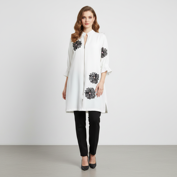 The Monochrome Bloom Tunic White Dress