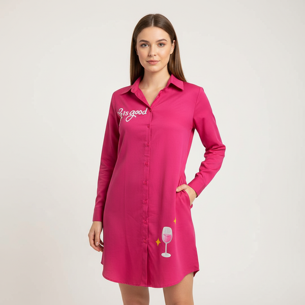 The Fuchsia Fizz Pink Shirt Dress