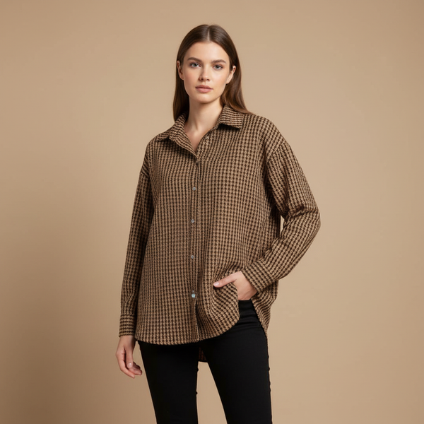 Check Relaxed Brown Overshirt