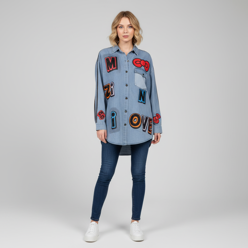 Oversized Funky Type Denim Shirt
