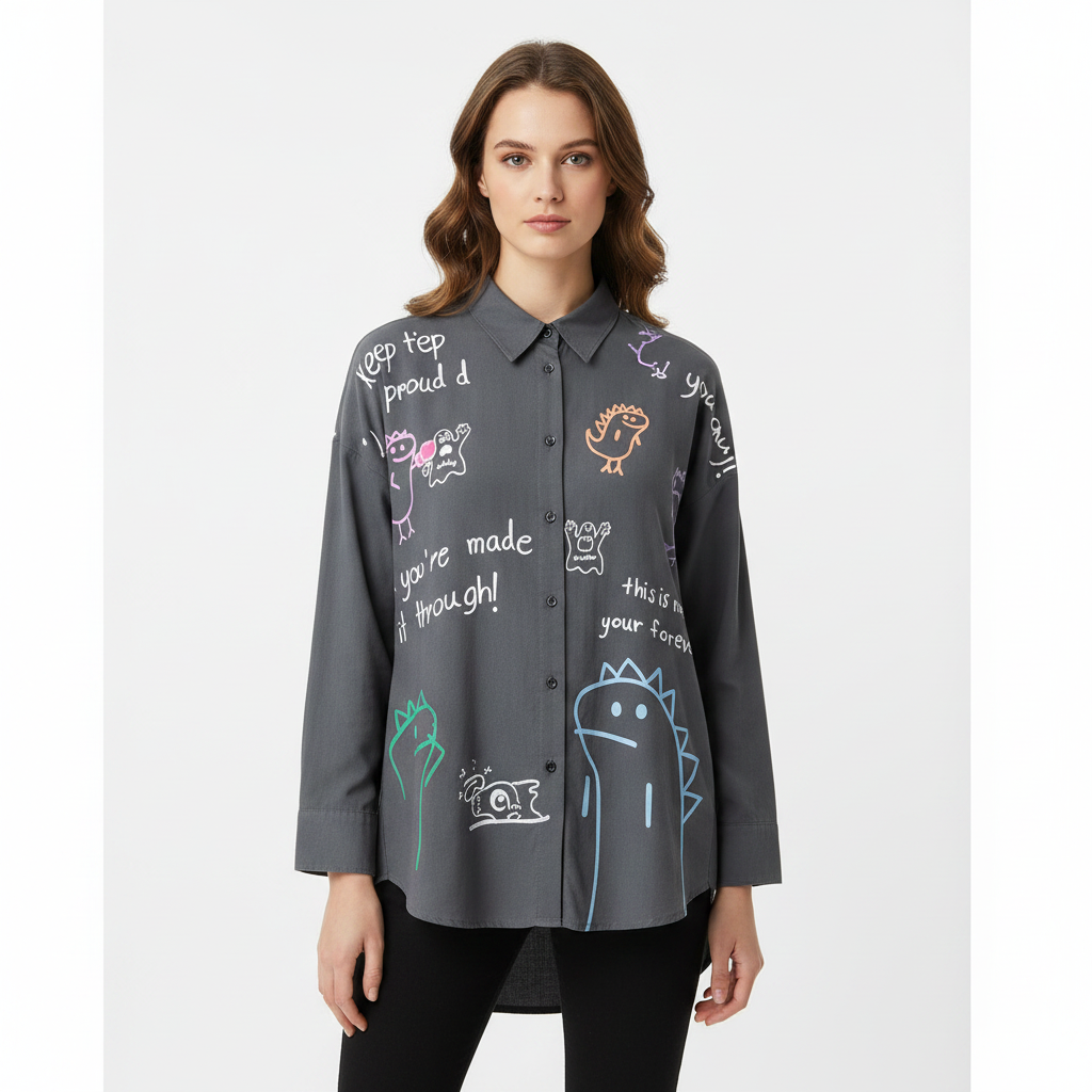 Urban Doodle Graphic Oversized Shirt