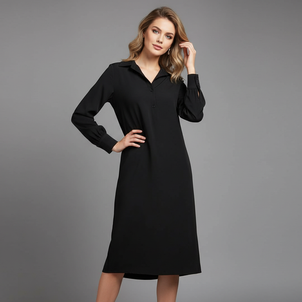 Minimalist Black Midi Dress
