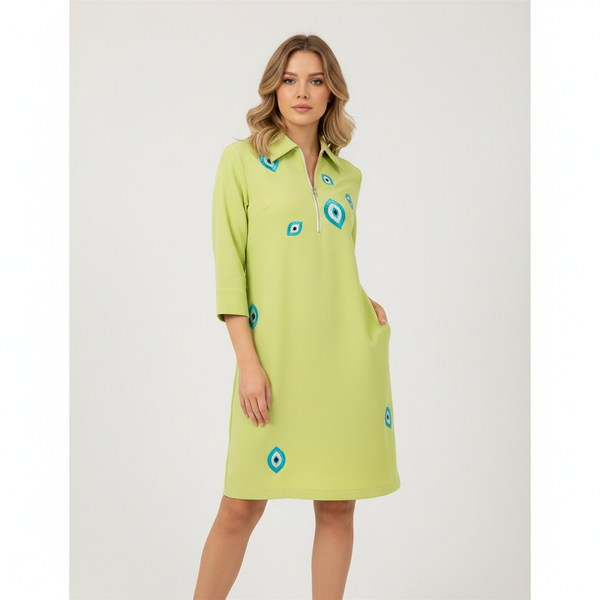 Quarter-Zip Mod Shift Dress